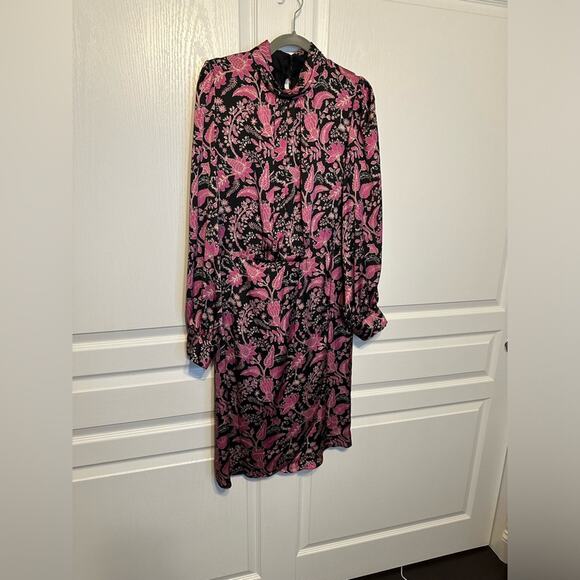 NWT Julia Jordan Pink and Black Floral Long Sleeve Dress sz 14 - Picture 2 of 6
